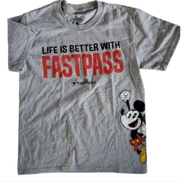 Disney Parks T Shirt Walt Disney World Disneyland FastPass Youth Size MEDIUM - Picture 1 of 7